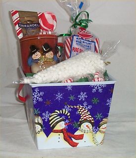 Gift Basket Snowman Mug Candy Spoon Ghirardelli Hot Cocoa Peppermint