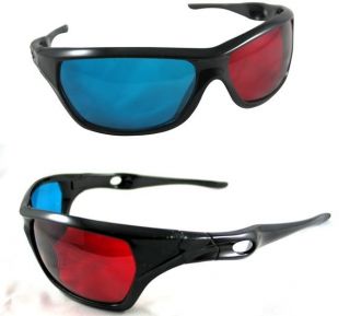 Pair Red Blue 3D Plastic Glasses for 3D Movie Game