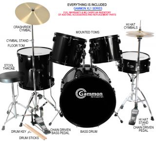 New Complete 5 Piece Adult Drum Set Cymbals Full Size