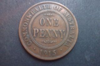 1915 GEORGE V AUSTRALIA 1 D ONE PENNY COIN   FREE UK POSTAGE