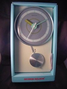 George Nelson Retro 7 Round Pendulum Wall Clock Gray Face with Sweep