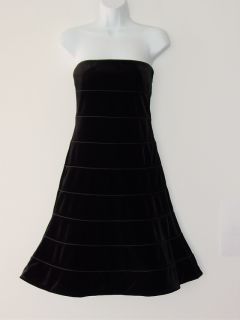 New Giorgio Armani Black Velvet Seam Strapless Dress 8