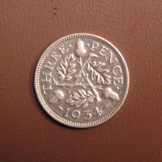 Great Britain Silver 3 Pence 1934 George V