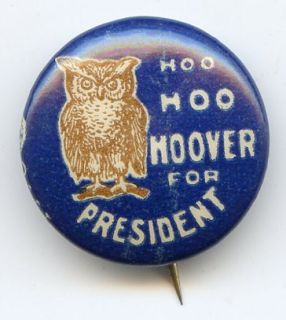 1928 Hoo Hoo Hoover For President presidential campaign pin