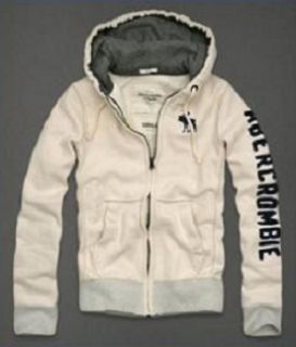Abercrombie Fitch White Cream Hoodie Jacket New Medium M Moose Logo