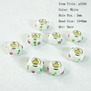  Silver Plated Lampwork Murano Glass Beads Fit Bracelet Costume