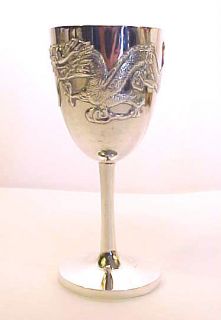  CHINESE EXPORT STERLING SILVER LIQUEUR CORDIAL GLASS GOBLET DRAGON