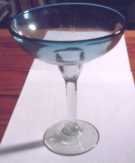 Large Blue Glass Stemware Margarita Style