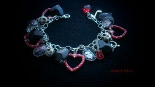 Gerard Way Red Black Glass Pictures Charm Bracelet