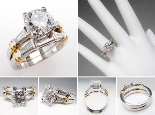 GIA Cert 1 5 Carat Diamond Engagement Ring Wedding Set Solid Platinum