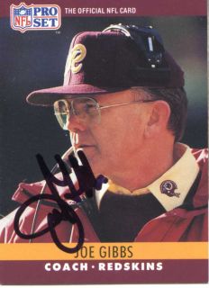 Joe Gibbs Redskins Legend 1990 Pro Set Autographed