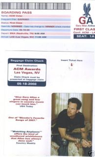 Gary Allan Airline Ticket 2007 ACM Voter Request
