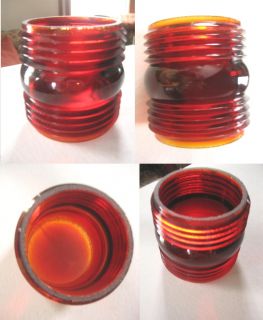 Red Railroad or Nautical Lantern Globe Fresnel Lens Pair Unused