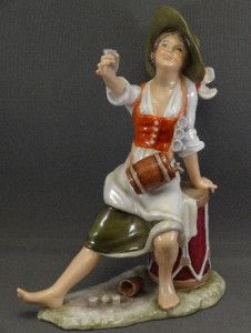 AK Kaiser Germany Figurine Barmaid with Beer Signed G Bochmann Model