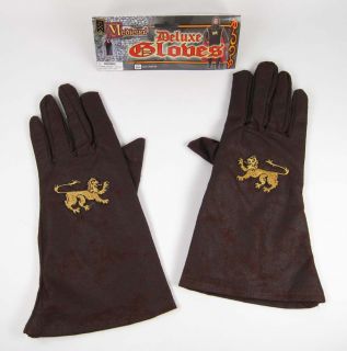  Renaissance Knight Faux Leather Brown Costume Gloves Gauntlets