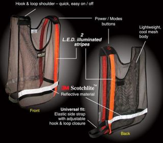   NEW Nite IZE LED Sports Vest Flouro Safety Equipment GLOW FLASH Mode