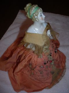 Antique German Pin Cushion Doll Needs Repair to One Hand
