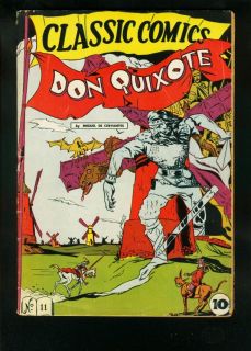 CLASSIC COMICS #11 HRN 10 1943 DON QUIXOTE 1st EDITION WILD COVER very