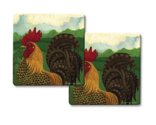  Rooster Rules Square Gas Stove Eye Range Cook Top Burner Covers