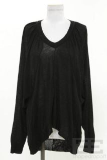 Gilles Rosier Black Wool Sheer Seamed V Neck Sweater Size US 10 New