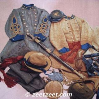Gettysburg Civil War Artifacts Uniforms Quilt Fabric Y