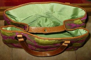 Glenda Gies Weekender Bag Vintage Fushia Green Cut Velvet Retired