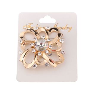  Prom Jewelry Brooch Pin Gold Tone Clear Rhinestone Breastpin Brooches