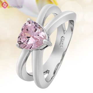  Jewelry Heart Cut Pink Sapphire White Gold Plated Engagement Ring 6 M