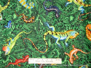 Lizard Gecko Reptile Iguana Rain Forest Fabric Yards
