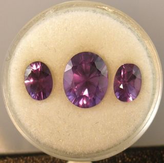 Trio Of Created Alexandrite Gemstones 10x8 & Two 7x5 Earrings Ring