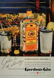 1938 Ad Gordons London Dry Gin Cocktails Linden NJ   ORIGINAL