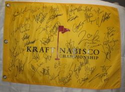  Tseng + Paula Creamer +36 signed 2012 Kraft Nabisco golf LPGA flag Prf