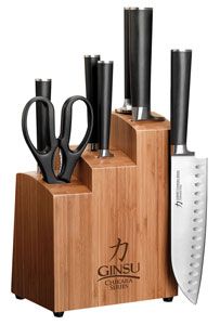 New Ginsu 7108 Chikara 8 Piece Stainless Steel Knife Set with Bamboo