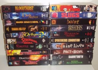 Box Lot of 20 Cheesy Horror Movies Films VHS
