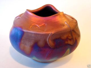 Kerry Gonzalez Copper Raku Lobdolla Vase Studio Pottery