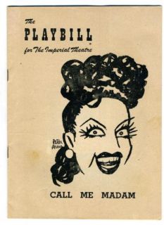 Broadway Playbill Call Me Madam 1951 Ethel Merman