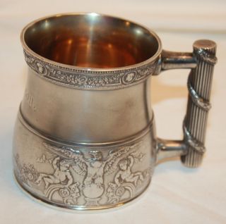   Antique Sterling Silver Gorham Mug Cup Cherub Eagle 1240 299 grams