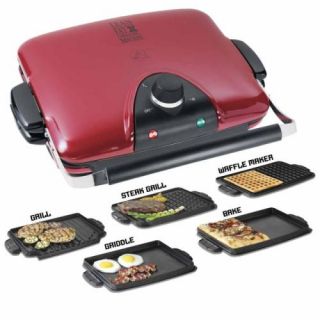New George Foreman Grill Waffle Maker Griddle Red