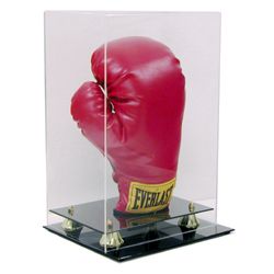 Vertical Boxing Glove Gold Riser Display Case with UV