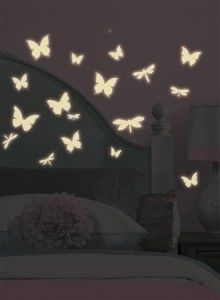 80 New Glow in The Dark Butterflies Dragonflies Wall Decals Butterfly