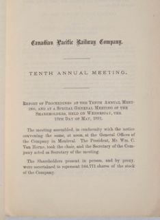 Antique 1890 CPR Annual Report Canadian Pacific Railway Van Horne