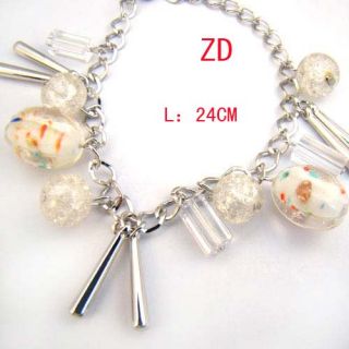 A0194 White Glass Pumpkin Beads Crystal Anklet Bracelet