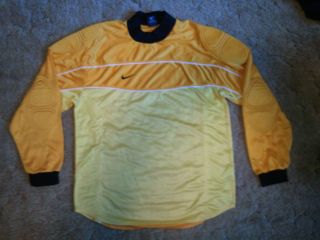 Nike Goalkeeper Goalie Soccer Jersey Mens Large Yellow Padded