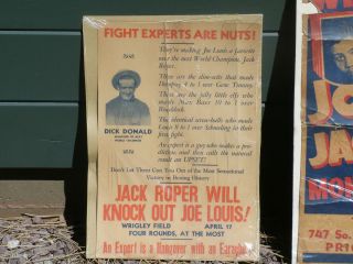 New $$$1939 Boxing Poster Joe Louis vs Jack Roper Dempsey Tunney