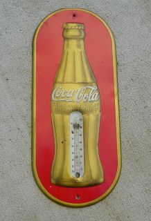 Coca Cola Gold Bottle Thermometer Dec 25 1923