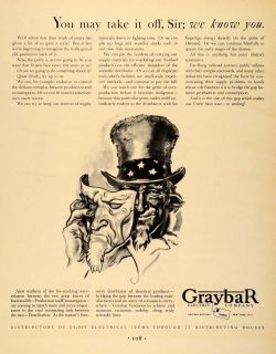 1931 Ad Graybar Electric Uncle Sam Overproduction Original Advertising