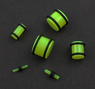 Pair Acrylic Green Glow in The Dark Ear Solid Tunnel Plugs Gauges with