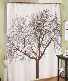 Modern Brown Tree Branch Photo Graphic Shower Curtain