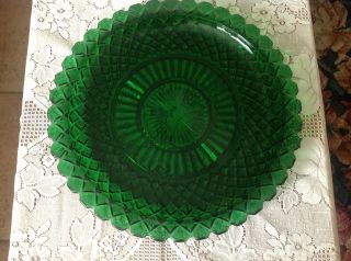 Vtg 14 Anchor Hocking Forest Green Waterford Waffle Glass Serving