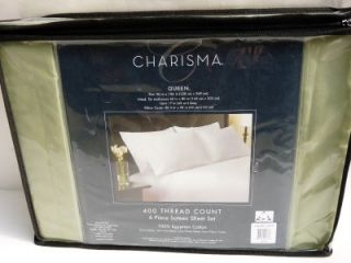 New Charisma 400ct 6 Piece Green Queen Sateen Sheet Set 100 Egyptian